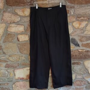 Halston H 100% Linen Black Wide-Leg Dress Pants